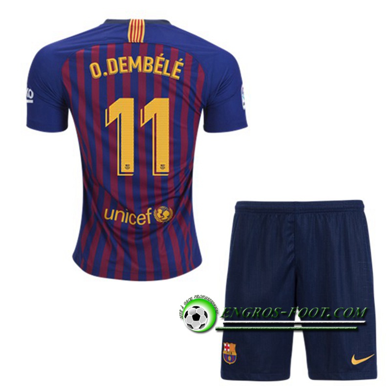 Engros-foot: Ensemble Maillot Foot FC Barcelone Enfants 11 O.DEMBELE Domicile 2018 2019 Bleu/Rouge Thailande