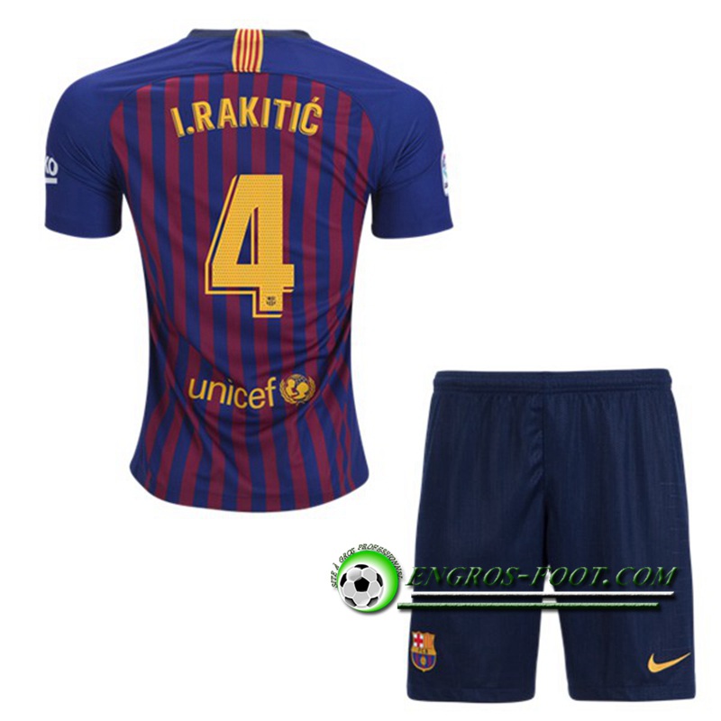 Engros-foot: Ensemble Maillot Foot FC Barcelone Enfants 4 I.RAKITIC Domicile 2018 2019 Bleu/Rouge Thailande