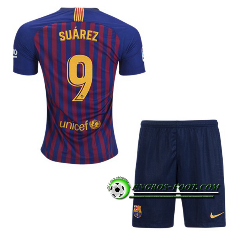 Engros-foot: Ensemble Maillot Foot FC Barcelone Enfants 9 SUAREZ Domicile 2018 2019 Bleu/Rouge Thailande