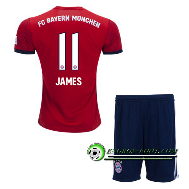 Engros-foot: Ensemble Maillot Foot Bayern Munich Enfants 11 JAMES Domicile 2018 2019 Rouge Thailande