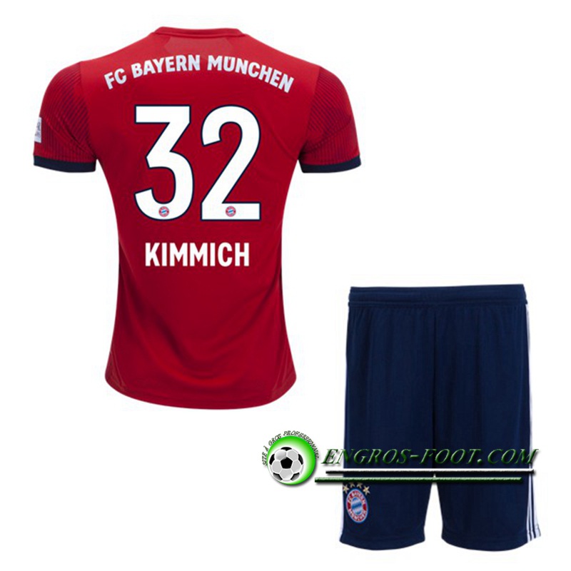 Engros-foot: Ensemble Maillot Foot Bayern Munich Enfants 32 KIMMICH Domicile 2018 2019 Rouge Thailande