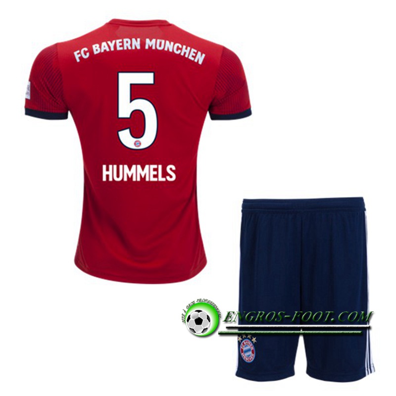 Engros-foot: Ensemble Maillot Foot Bayern Munich Enfants 5 HUMMELS Domicile 2018 2019 Rouge Thailande