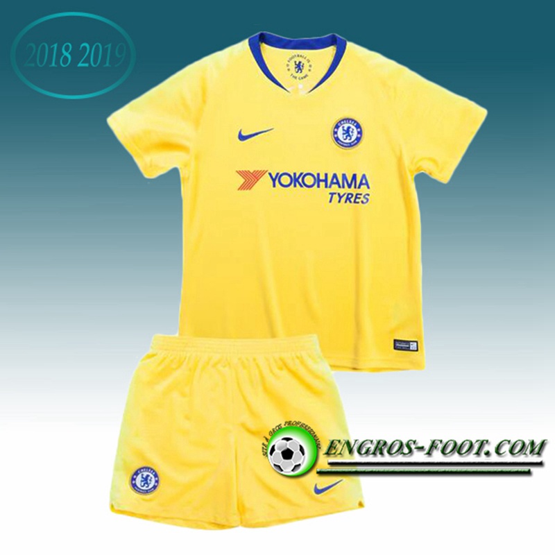 Engros-foot: Jeu Maillot de FC Chelsea Enfants Exterieur 2018 2019 Jaune Thailande