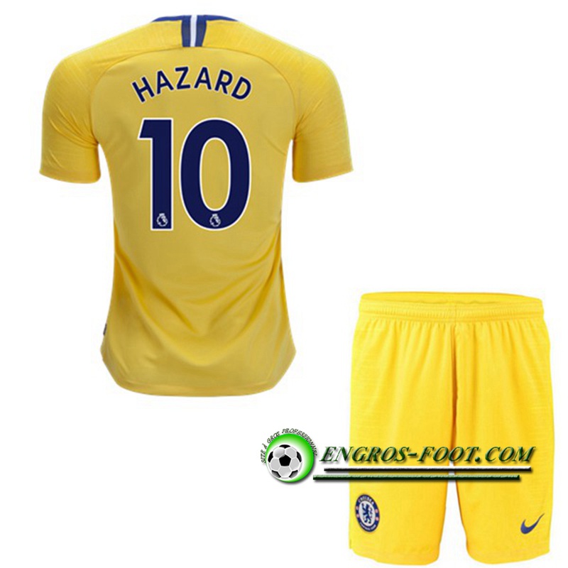 Engros-foot: Ensemble Maillot Foot FC Chelsea Enfants HAZARD 10 Exterieur 2018 2019 Jaune Thailande