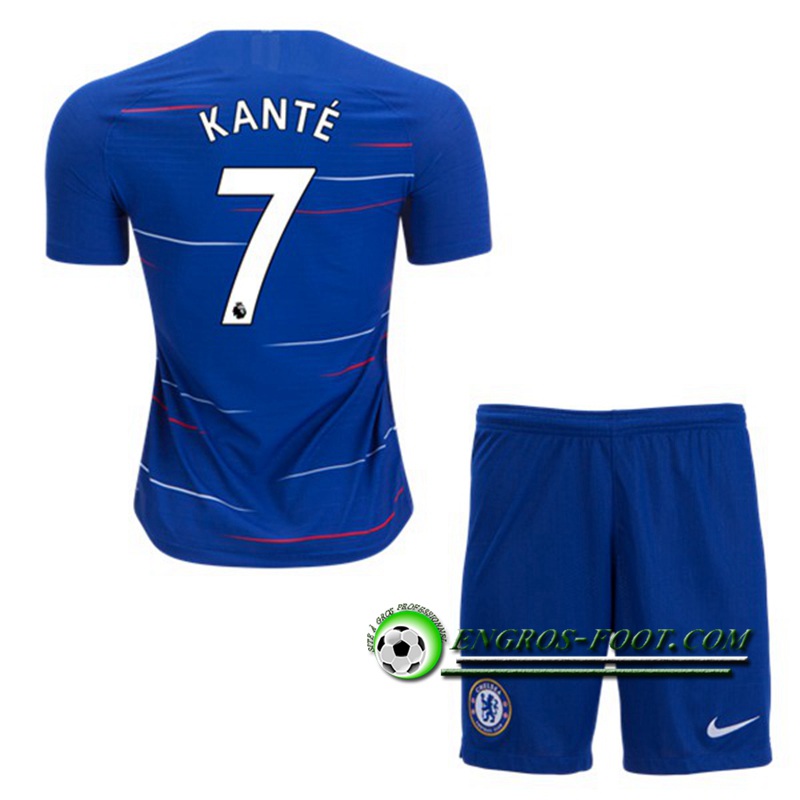 Engros-foot: Ensemble Maillot Foot FC Chelsea Enfants KANTE 7 Domicile 2018 2019 Bleu Thailande