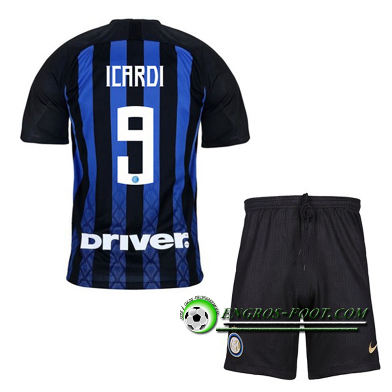 Engros-foot: Ensemble Maillot Foot Inter Milan Enfants ICARDI 9 Domicile 2018 2019 Bleu/Noir Thailande