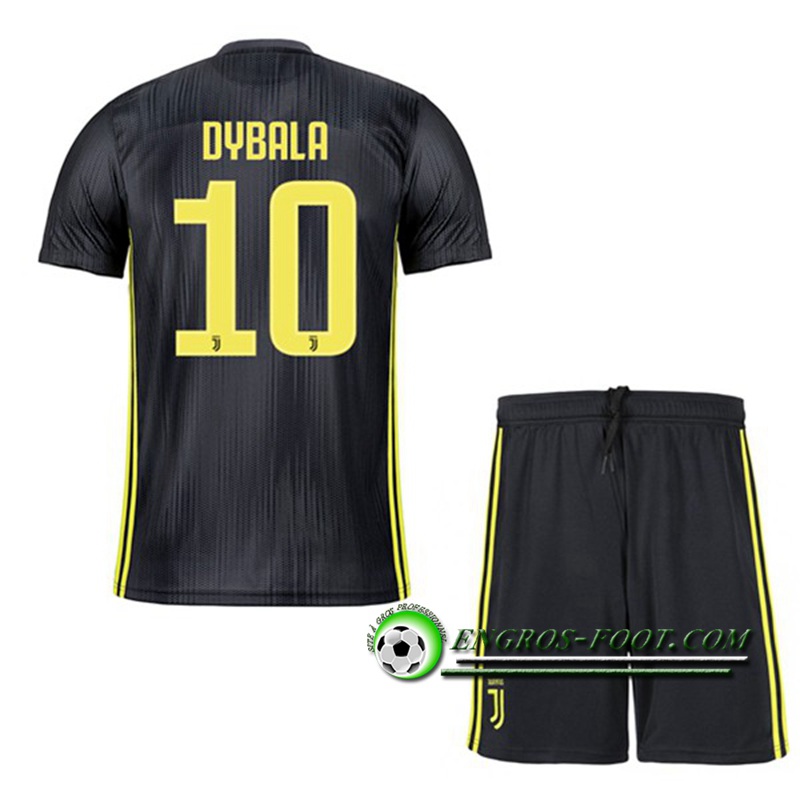 Engros-foot: Ensemble Maillot Foot Juventus Enfants DYBALA 10 Third 2018 2019 Noir Thailande