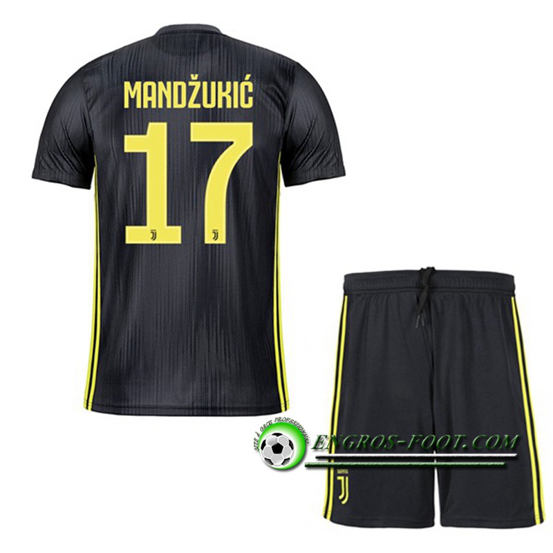 Engros-foot: Ensemble Maillot Foot Juventus Enfants MANDZUKIC 17 Third 2018 2019 Noir Thailande