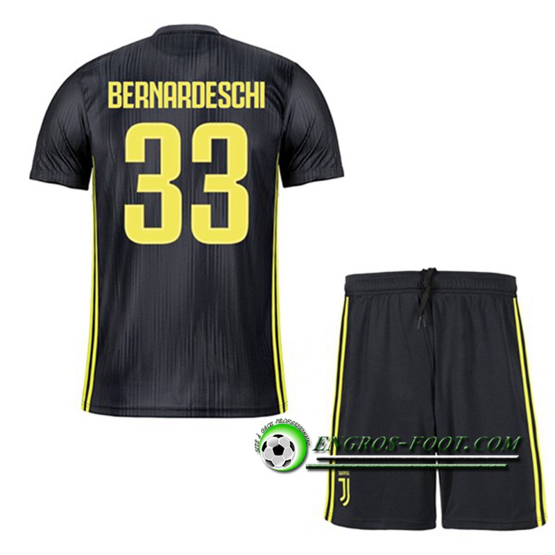 Engros-foot: Ensemble Maillot Foot Juventus Enfants BERNARDESCHI 33 Third 2018 2019 Noir Thailande