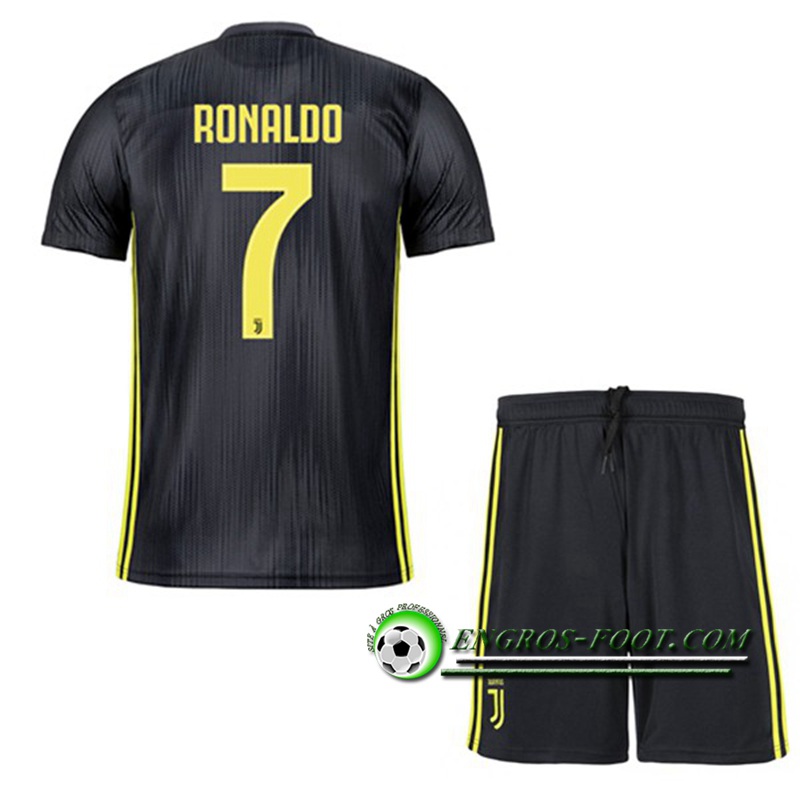 Engros-foot: Ensemble Maillot Foot Juventus Enfants RONALDO 7 Third 2018 2019 Noir Thailande