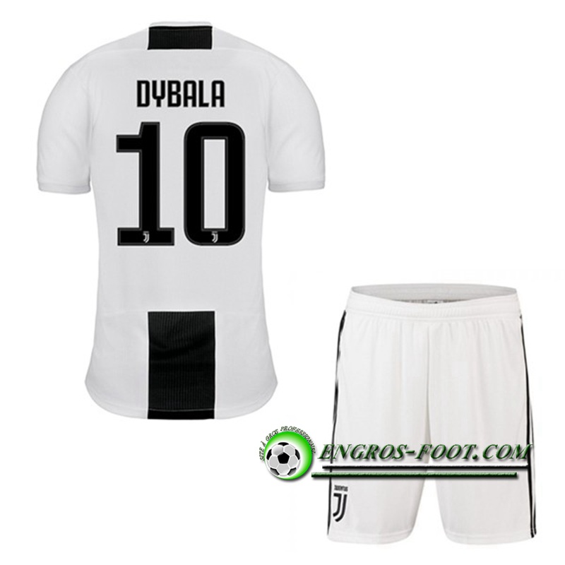 Engros-foot: Ensemble Maillot Foot Juventus Enfants DYBALA 10 Domicile 2018 2019 Blanc/Noir Thailande