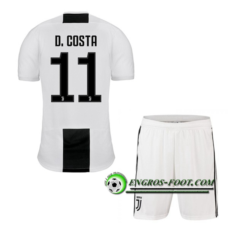 Engros-foot: Ensemble Maillot Foot Juventus Enfants D.COSTA 11 Domicile 2018 2019 Blanc/Noir Thailande