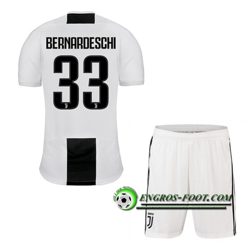 Engros-foot: Ensemble Maillot Foot Juventus Enfants BERNARDESCHI 33 Domicile 2018 2019 Blanc/Noir Thailande