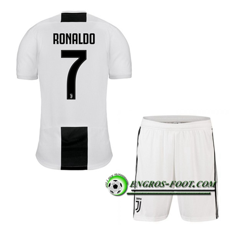 Engros-foot: Ensemble Maillot Foot Juventus Enfants RONALDO 7 Domicile 2018 2019 Blanc/Noir Thailande