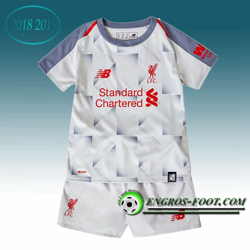 Engros-foot: Ensemble Maillot Foot FC Liverpool Enfants Third 2018 2019 Gris Thailande