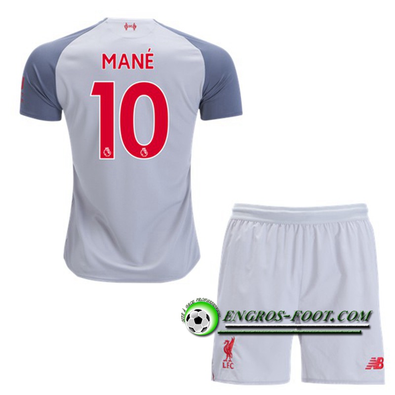 Engros-foot: Ensemble Maillot Foot FC Liverpool Enfants Mane 10 Third 2018 2019 Gris Thailande