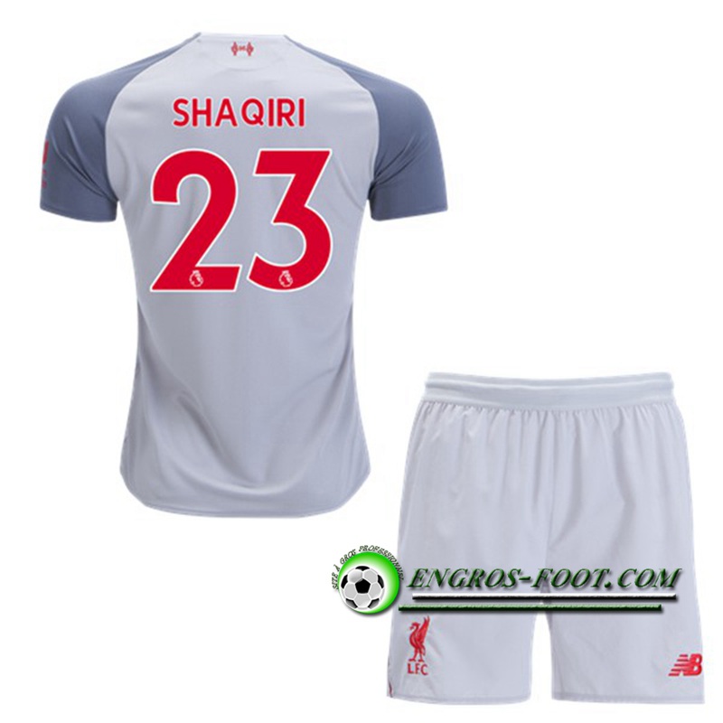 Engros-foot: Ensemble Maillot Foot FC Liverpool Enfants Shaqiri 23 Third 2018 2019 Gris Thailande