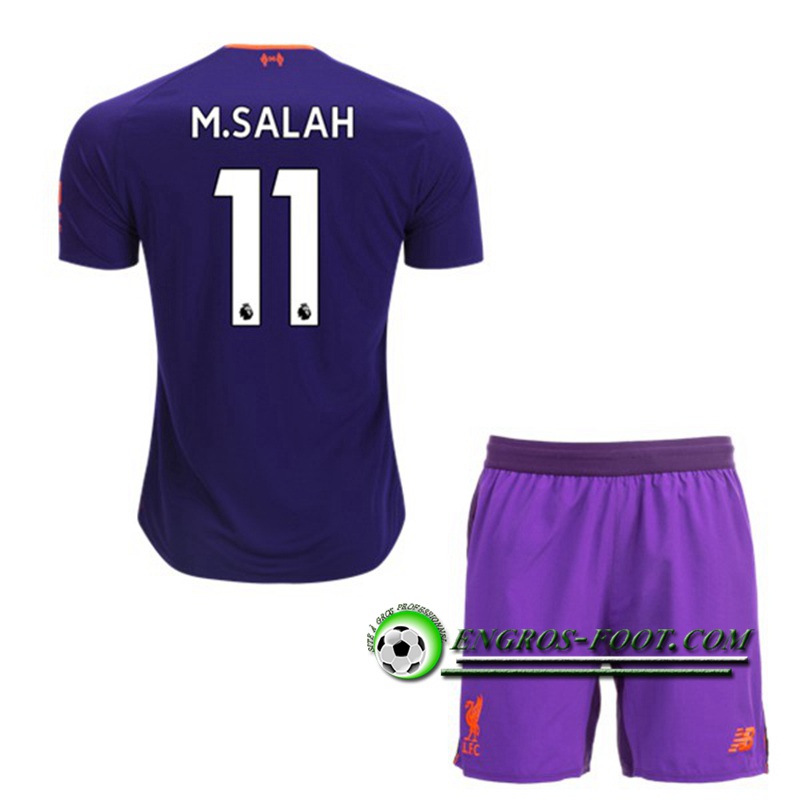 Engros-foot: Ensemble Maillot Foot FC Liverpool Enfants M.SALAH 11 Exterieur 2018 2019 Pourpre Thailande