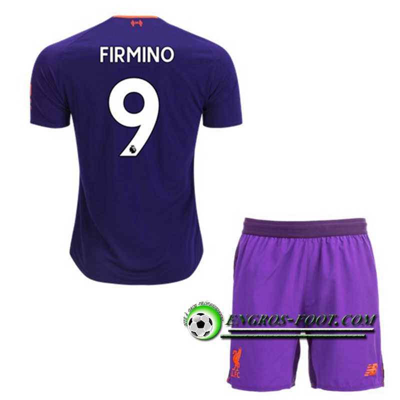 Engros-foot: Ensemble Maillot Foot FC Liverpool Enfants FIRMINO 9 Exterieur 2018 2019 Pourpre Thailande