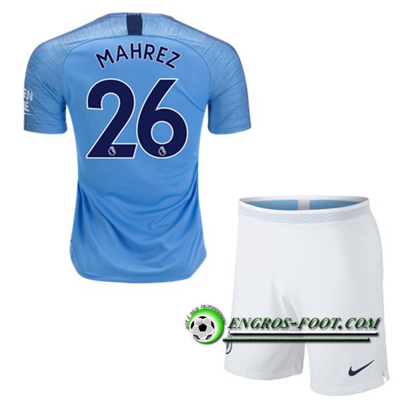 Engros-foot: Ensemble Maillot Foot Manchester City Enfants 26 MAHREZ Domicile 2018 2019 Bleu Ciel Thailande