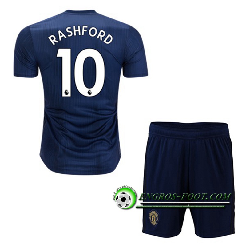 Engros-foot: Ensemble Maillot Foot Manchester United Enfants 10 Rashford Third 2018 2019 Bleu Marine Thailande