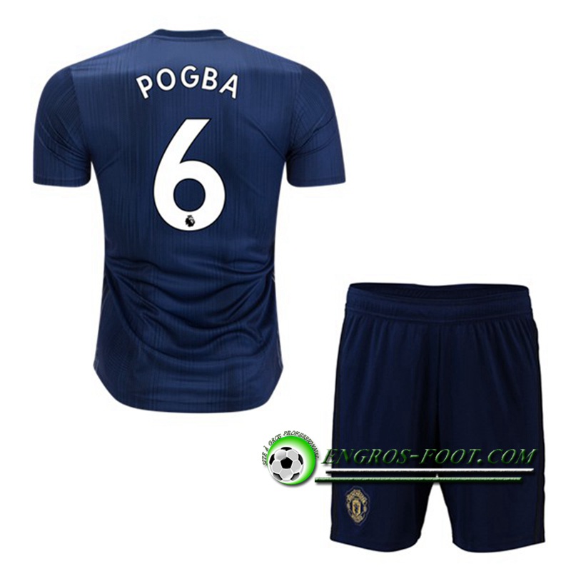 Engros-foot: Ensemble Maillot Foot Manchester United Enfants 6 POGBA Third 2018 2019 Bleu Marine Thailande