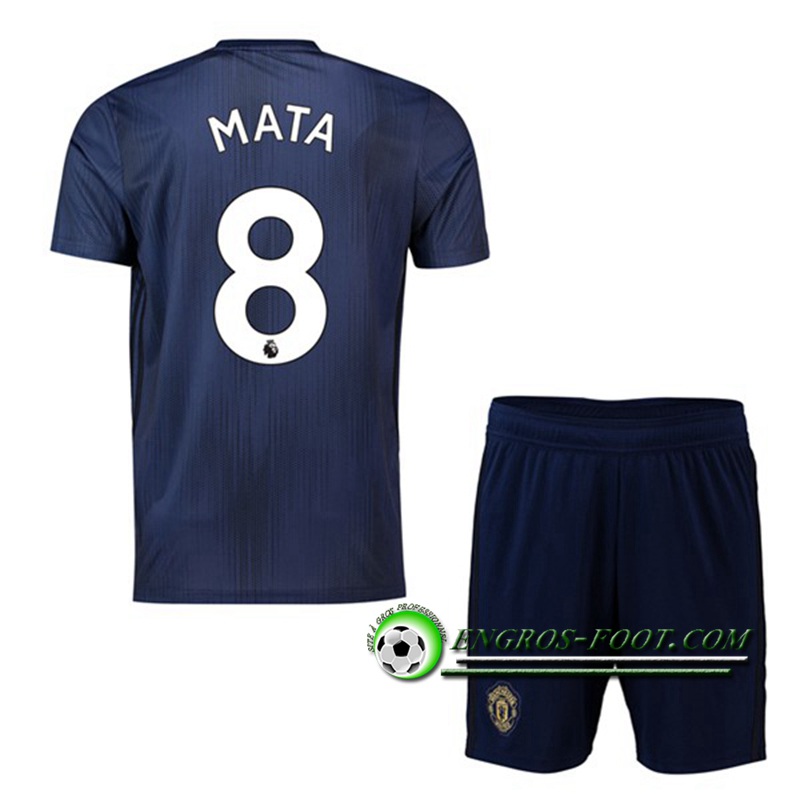 Engros-foot: Ensemble Maillot Foot Manchester United Enfants 8 MATA Third 2018 2019 Bleu Marine Thailande