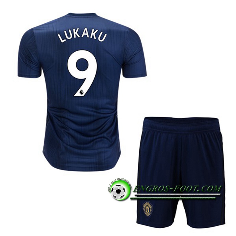 Engros-foot: Ensemble Maillot Foot Manchester United Enfants 9 LUKAKU Third 2018 2019 Bleu Marine Thailande