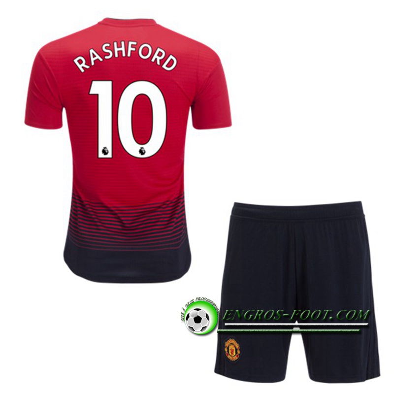 Engros-foot: Ensemble Maillot Foot Manchester United Enfants 10 Rashford Domicile 2018 2019 Rouge Thailande