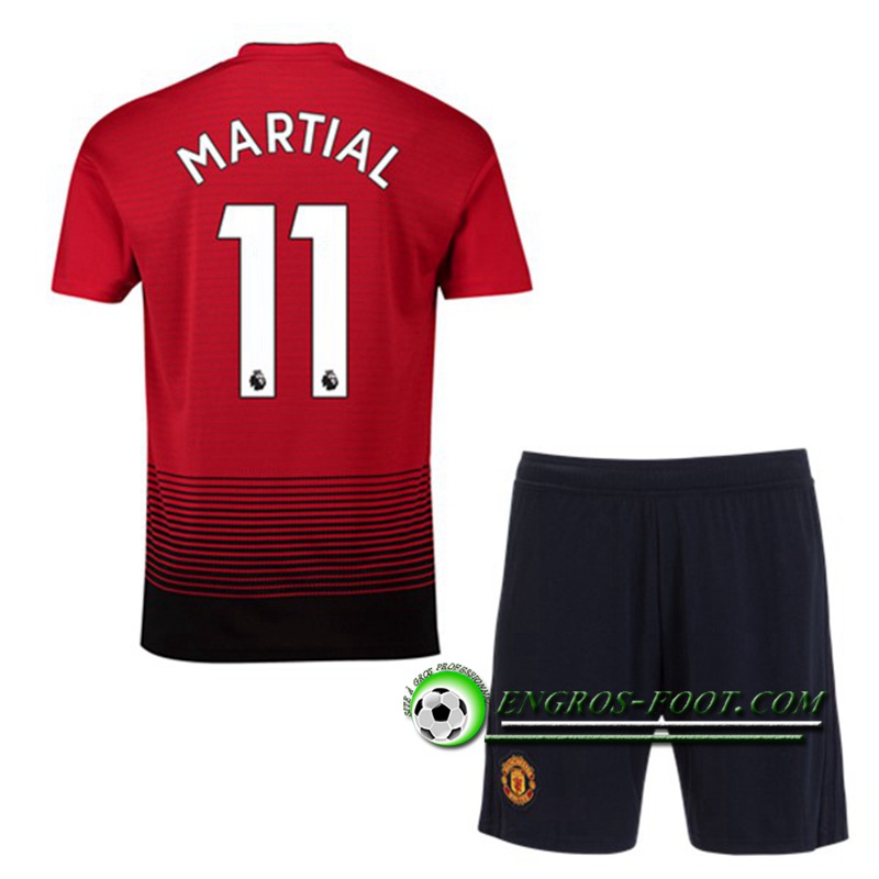 Engros-foot: Ensemble Maillot Foot Manchester United Enfants 11 MARTIAL Domicile 2018 2019 Rouge Thailande