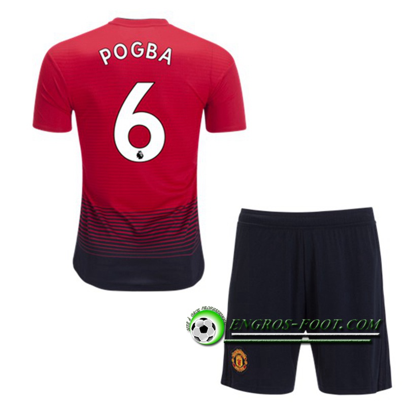 Engros-foot: Ensemble Maillot Foot Manchester United Enfants 6 POGBA Domicile 2018 2019 Rouge Thailande