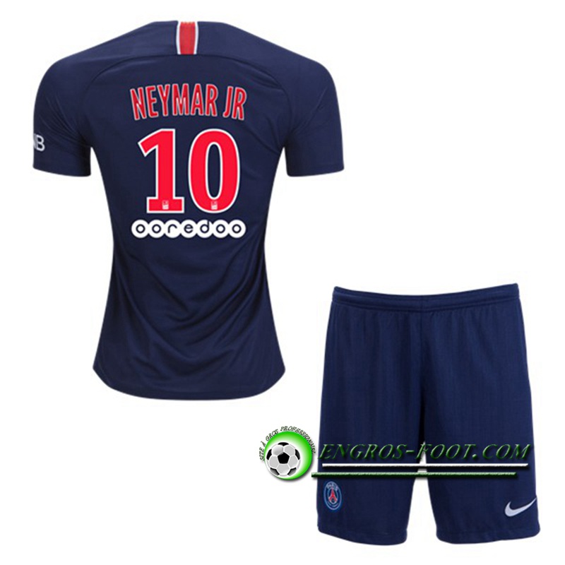 Engros-foot: Ensemble Maillot Foot PSG Enfants NEYMAR JR 10 Domicile 2018 2019 Bleu Royal Thailande