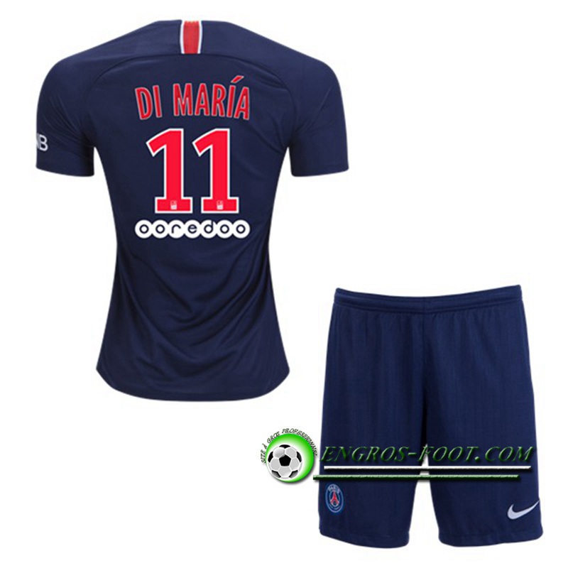 Engros-foot: Ensemble Maillot Foot PSG Enfants DI MARIA 11 Domicile 2018 2019 Bleu Royal Thailande