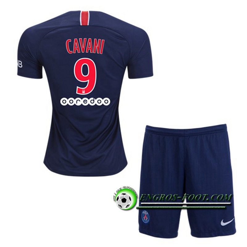 Engros-foot: Ensemble Maillot Foot PSG Enfants CAVANI 9 Domicile 2018 2019 Bleu Royal Thailande