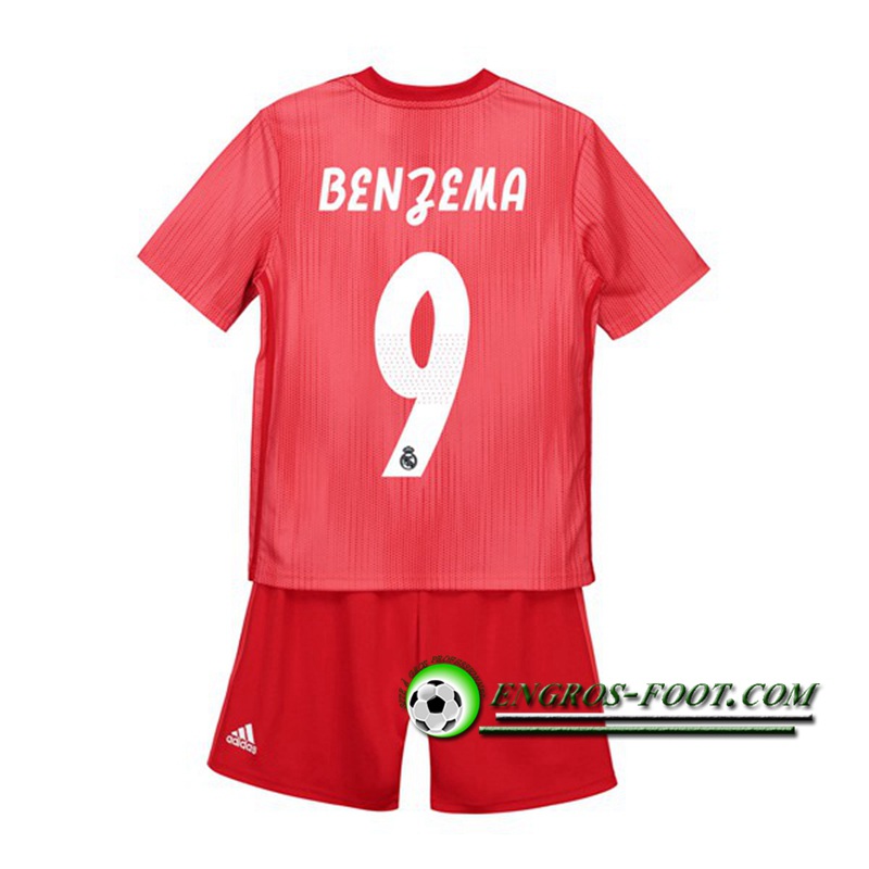 Engros-foot: Ensemble Maillot Foot Real Madrid Enfants 9 BENZEMA Third 2018 2019 Rouge Thailande