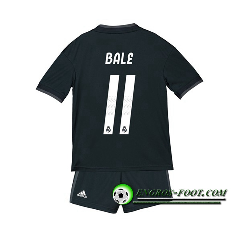 Engros-foot: Ensemble Maillot Foot Real Madrid Enfants 11 BALE Exterieur 2018 2019 Noir Thailande