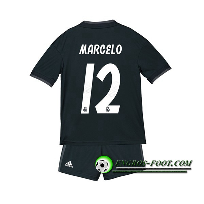 Engros-foot: Ensemble Maillot Foot Real Madrid Enfants 12 MARCELO Exterieur 2018 2019 Noir Thailande