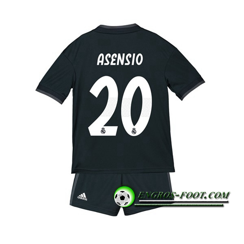 Engros-foot: Ensemble Maillot Foot Real Madrid Enfants 20 ASENSIO Exterieur 2018 2019 Noir Thailande