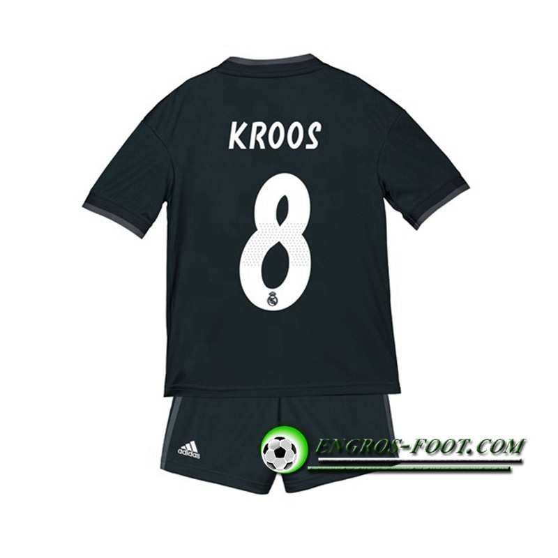 Engros-foot: Ensemble Maillot Foot Real Madrid Enfants 8 KROOS Exterieur 2018 2019 Noir Thailande