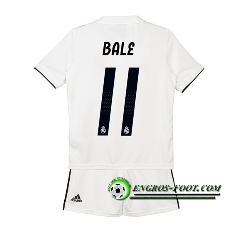 Engros-foot: Ensemble Maillot Foot Real Madrid Enfants 11 BALE Domicile 2018 2019 Blanc Thailande