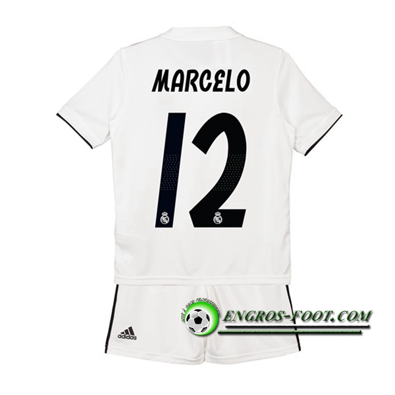 Engros-foot: Ensemble Maillot Foot Real Madrid Enfants 12 MARCELO Domicile 2018 2019 Blanc Thailande