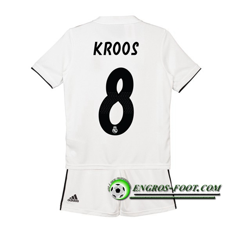 Engros-foot: Ensemble Maillot Foot Real Madrid Enfants 8 KROOS Domicile 2018 2019 Blanc Thailande