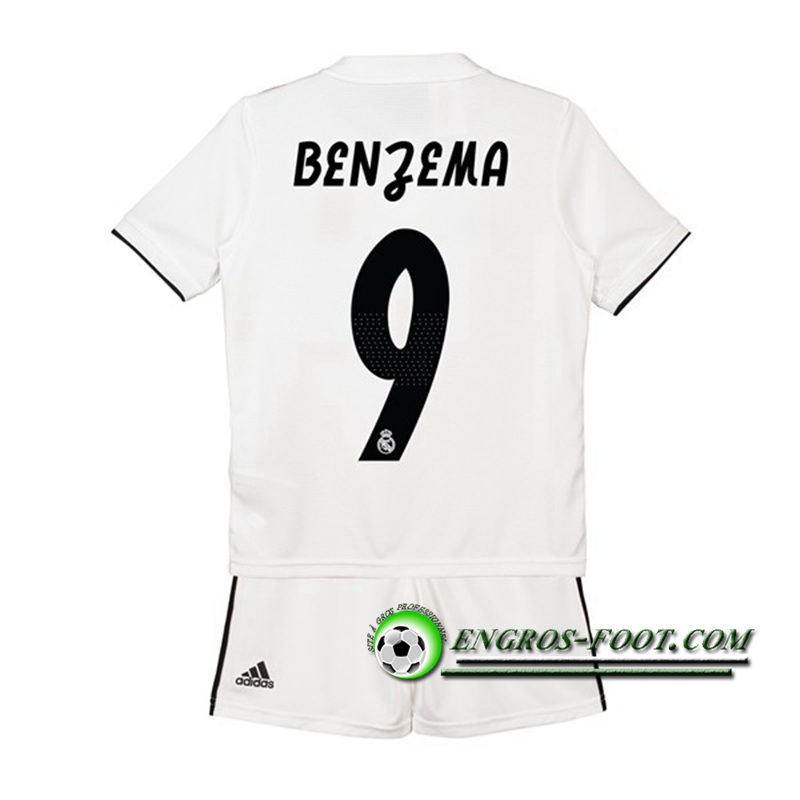 Engros-foot: Ensemble Maillot Foot Real Madrid Enfants 9 BENZEMA Domicile 2018 2019 Blanc Thailande