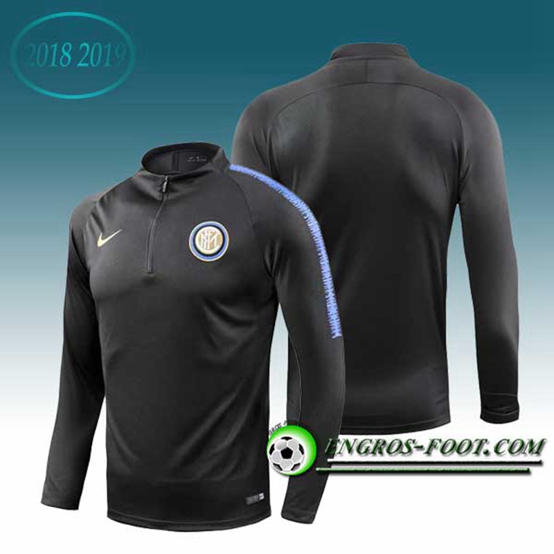 Engros-foot: Sweatshirt Training Inter Milan Noir/Bleu 2018-2019 Thailande
