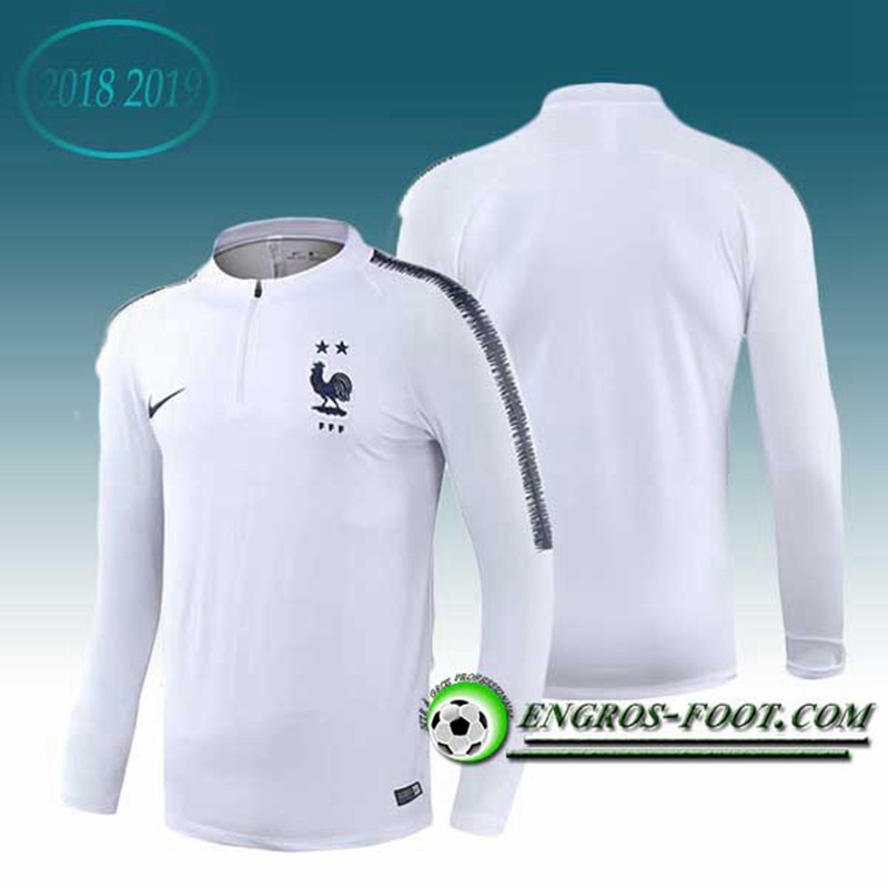 Engros-foot: Sweatshirt Training France 2 Etoiles Blanc 2018-2019 Thailande