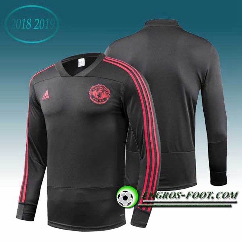 Engros-foot: Sweatshirt Training Manchester United Noir 2018-2019 Thailande