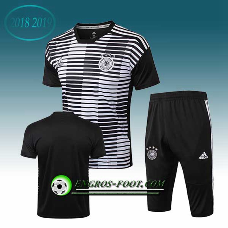 Engros-foot: Ensemble PRé MATCH Training Allemagne + Pantalon 3/4 Blanc/Noir 2018-2019 Thailande