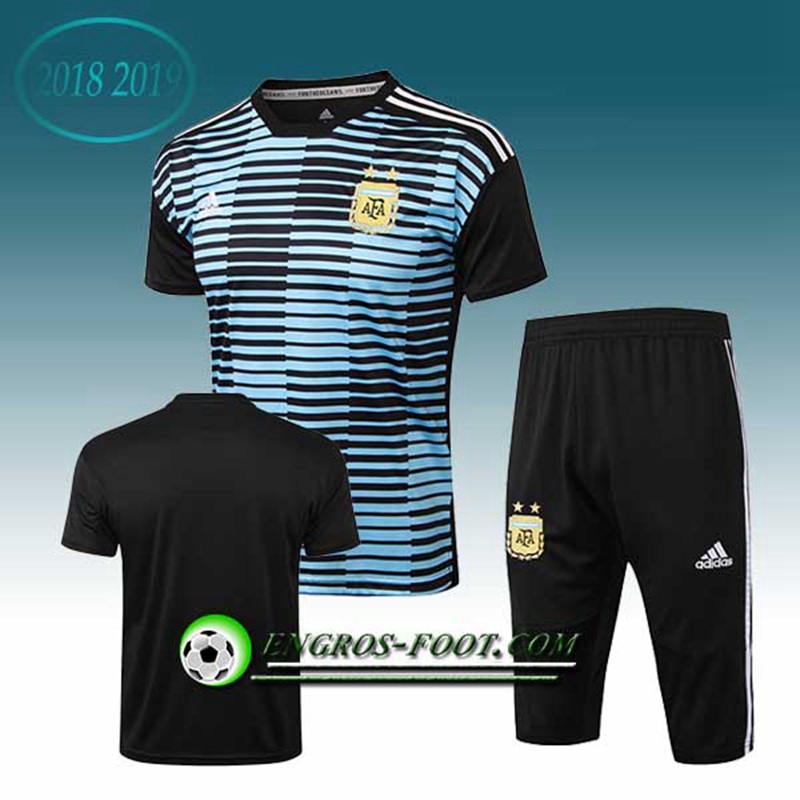 Engros-foot: Ensemble PRé MATCH Training Argentine + Pantalon 3/4 Bleu/Noir 2018-2019 Thailande