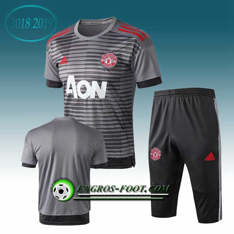 Engros-foot: Ensemble PRé MATCH Training Manchester United + Pantalon 3/4 Gris 2018-2019 Thailande