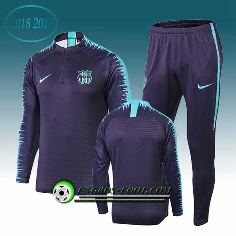 Engros-foot: Ensemble Survetement Foot FC Barcelone Noir/Bleu 2018-2019 Thailande